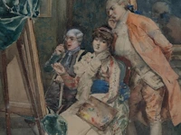Bernard louis borione (1865-?), the art lovers, pastel on paper 52 x 35 cm. (20.46 x 13.77 in.), frame: 79 x 60 cm. (31.10 x 23.62 in.) - afbeelding 5 van  8