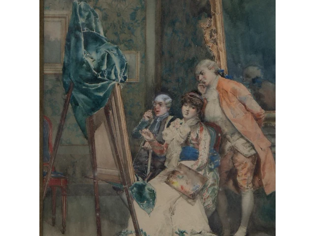 Bernard louis borione (1865-?), the art lovers, pastel on paper 52 x 35 cm. (20.46 x 13.77 in.), frame: 79 x 60 cm. (31.10 x 23.62 in.) - afbeelding 8 van  8