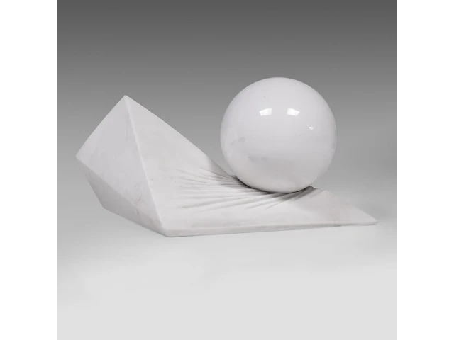 Bernard verhaeghe (1950), untitled carrara marble sculpture, h 32 - w 66 cm - afbeelding 7 van  8