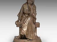 Bertolini clemente (1889-1952), 'pensive', patinated bronze on a vert de mer marble base the bronze: 50 cm. (19.67 in.), with marble base: 53 cm. (20.87 in.)