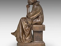 Bertolini clemente (1889-1952), 'pensive', patinated bronze on a vert de mer marble base the bronze: 50 cm. (19.67 in.), with marble base: 53 cm. (20.87 in.) - afbeelding 3 van  9