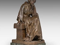 Bertolini clemente (1889-1952), 'pensive', patinated bronze on a vert de mer marble base the bronze: 50 cm. (19.67 in.), with marble base: 53 cm. (20.87 in.) - afbeelding 6 van  9