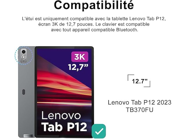 Beschermhoes voor toetsenbord lenovo tab p12 12,7 inch 2023 - afbeelding 3 van  6