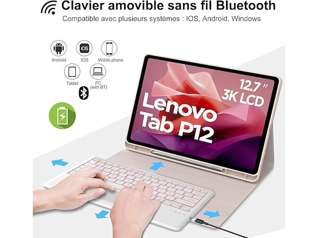 Beschermhoes voor toetsenbord lenovo tab p12 12,7 inch 2023 - afbeelding 4 van  6
