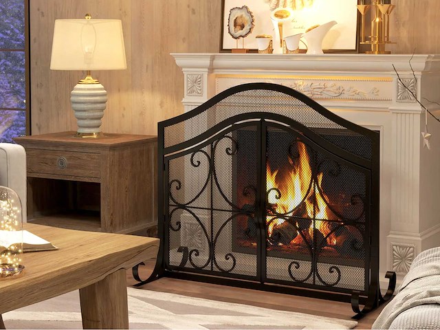 Beschermrooster voor schoorsteen, enkelpaneel gemaakt van stalen gaas - afbeelding 1 van  7