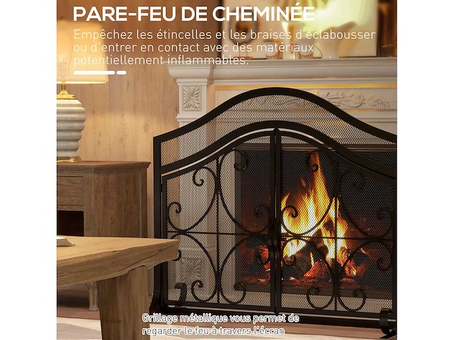 Beschermrooster voor schoorsteen, enkelpaneel gemaakt van stalen gaas - afbeelding 5 van  7