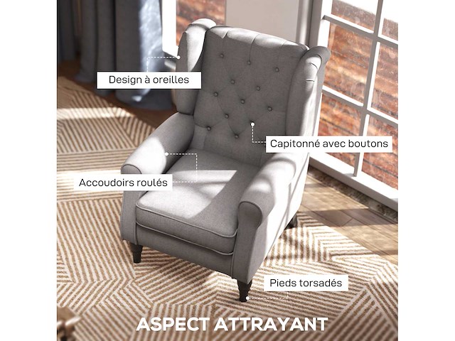 Bestoffeerde loungestoel met brede zitting - afbeelding 5 van  8