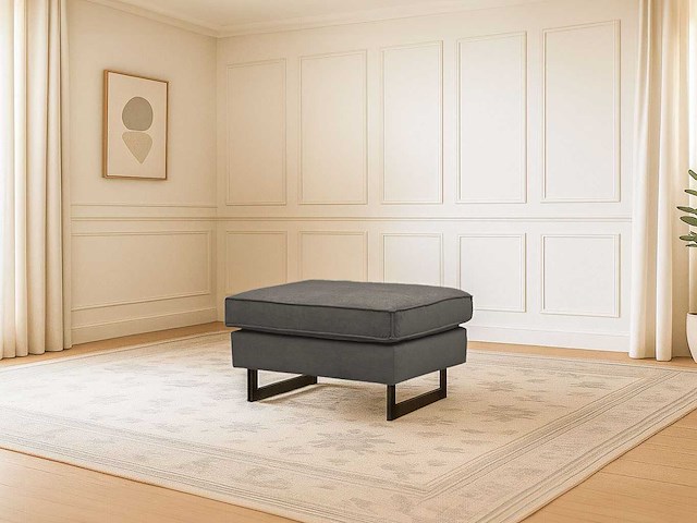 Bestoffeerde ottomaan - ribfluwel-antraciet - afbeelding 1 van  5