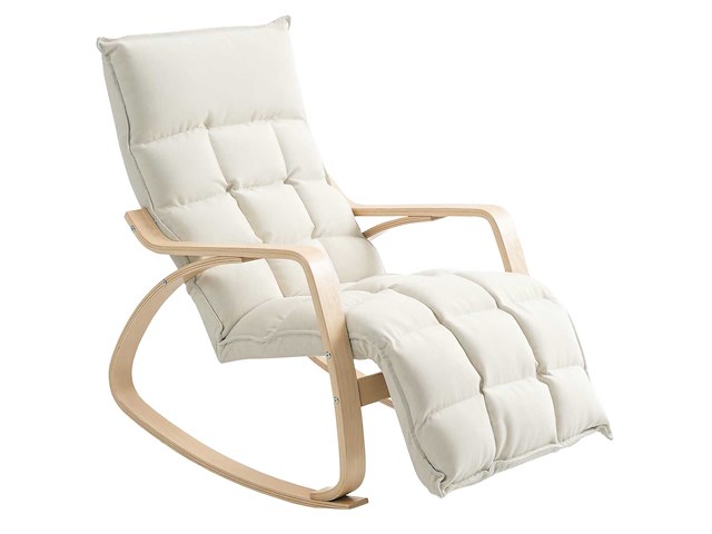 Bestoffeerde schommelstoel, ontspanningsstoel met armleuningen - afbeelding 3 van  7