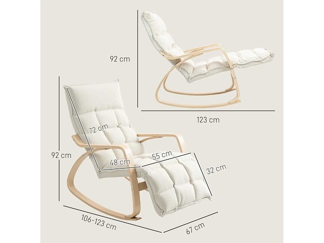 Bestoffeerde schommelstoel, ontspanningsstoel met armleuningen - afbeelding 4 van  7