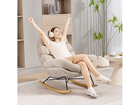 Bestoffeerde schommelstoel, stalen poten en houten glijbroeken, bruin - afbeelding 2 van  11