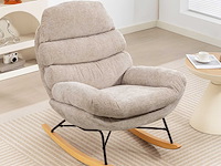 Bestoffeerde schommelstoel, stalen poten en houten glijbroeken, bruin - afbeelding 1 van  11