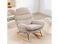 Bestoffeerde schommelstoel, stalen poten en houten glijbroeken, bruin - afbeelding 4 van  11