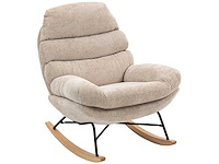 Bestoffeerde schommelstoel, stalen poten en houten glijbroeken, bruin - afbeelding 5 van  11