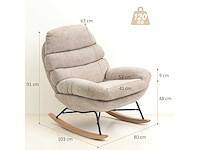 Bestoffeerde schommelstoel, stalen poten en houten glijbroeken, bruin - afbeelding 6 van  11