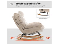 Bestoffeerde schommelstoel, stalen poten en houten glijbroeken, bruin - afbeelding 7 van  11