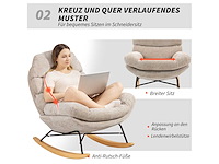 Bestoffeerde schommelstoel, stalen poten en houten glijbroeken, bruin - afbeelding 8 van  11