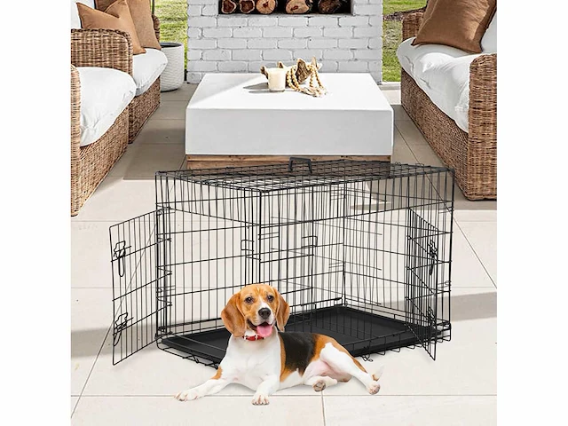 Bestpet pet kooi met plastic bak en handvat, 91 cm (36 inch) - afbeelding 1 van  3