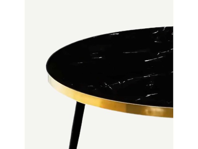 Bethan gray ronde salontafel in zwart marmer - 100 cm diameter blad en messing constructie - afbeelding 2 van  7