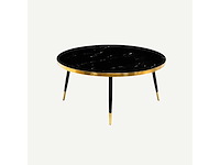 Bethan gray ronde salontafel in zwart marmer - 100 cm diameter blad en messing constructie - afbeelding 1 van  6