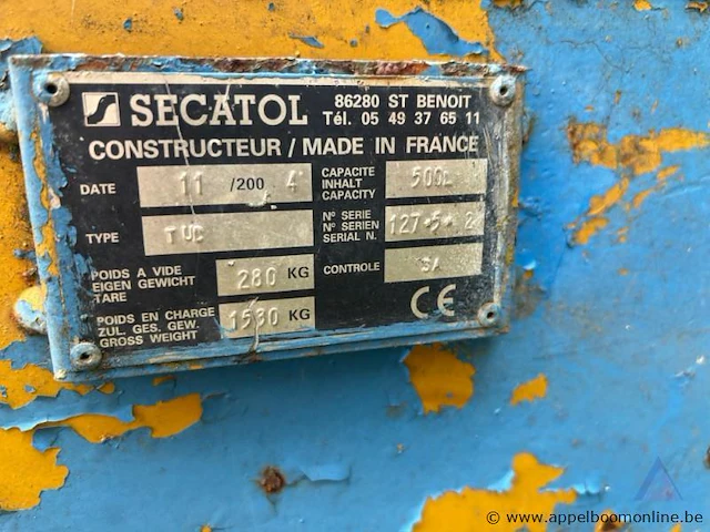Betonkubel secatol tub, bouwjaar 2004. serienummer 127-5-2, 500l - afbeelding 2 van  2
