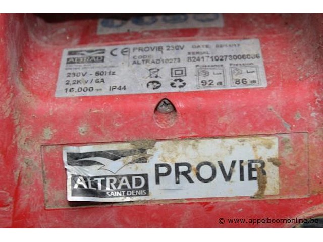 Betontrilnaald altrad provib 230v, werking niet gekend - afbeelding 2 van  3