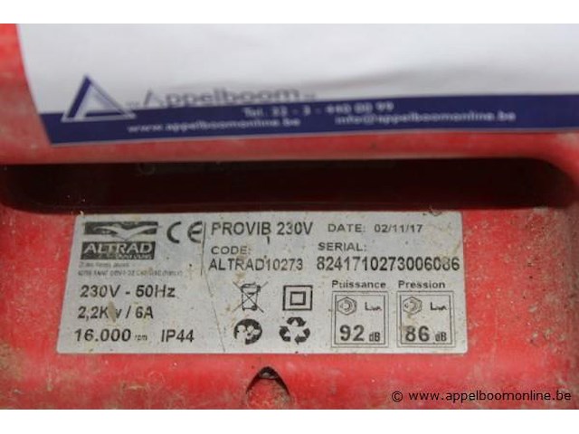 Betontrilnaald altrad provib 230v, werking niet gekend - afbeelding 3 van  3