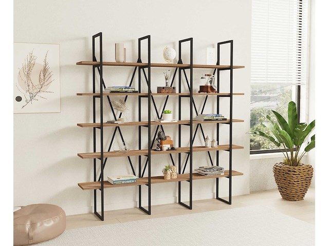 Beylerbeyi boekenplank | 100% melamine | zwart, atlantisch grenen - afbeelding 1 van  4