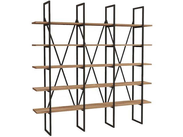 Beylerbeyi boekenplank | 100% melamine | zwart, atlantisch grenen - afbeelding 3 van  4