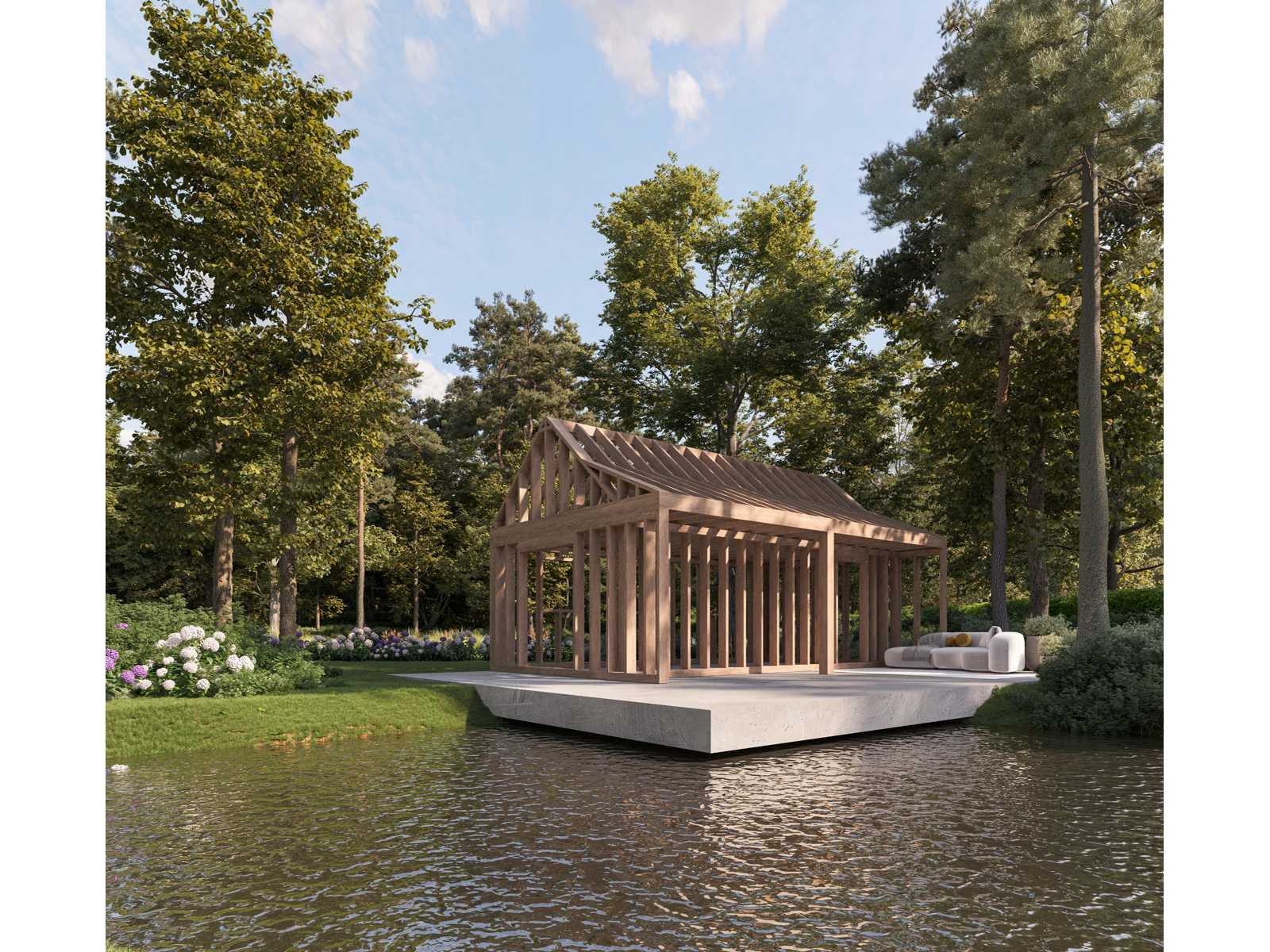 Bezorgveiling houten carports, poolhouses en overkapping van belgische makelij