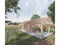Bezorgveiling van douglas, fijnspar en eiken bijgebouwen, chalets, carports, poolhouses en paardenstallen.