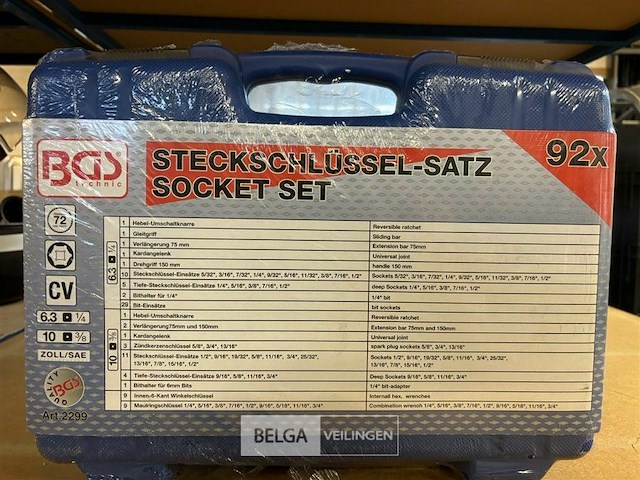Bgs technic dopsleutelset inch maten sleutels bits en doppen 92-delig - afbeelding 3 van  4