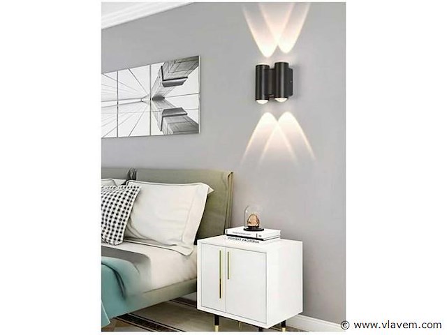 Bidirectioneel led wandlamp sw-47-2 – 4w – ip54 – zwart (x10) - afbeelding 4 van  4