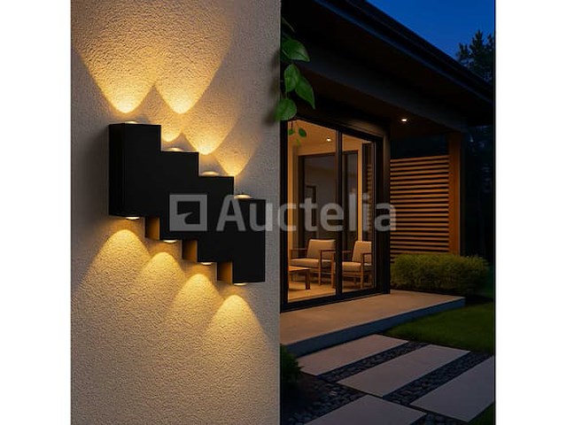 Bidirectionele led wandlamp sw 45-4 - 8w - ip54 - zwart (x8) - afbeelding 1 van  3