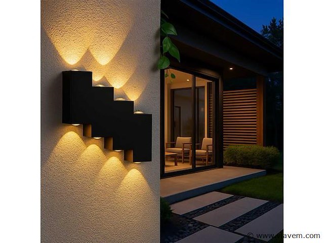 Bidirectionele led wandlamp sw-45-4 – 8w – ip54 – zwart (x4) - afbeelding 1 van  3