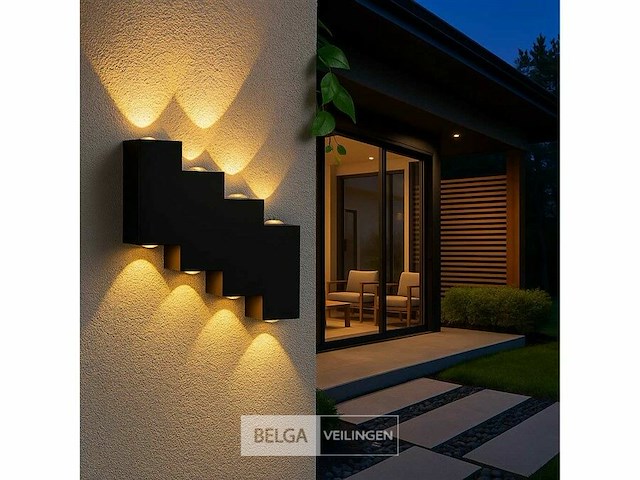Bidirectionele led wandlamp sw-45-4 – 8w – ip54 – zwart (x8) - afbeelding 1 van  4