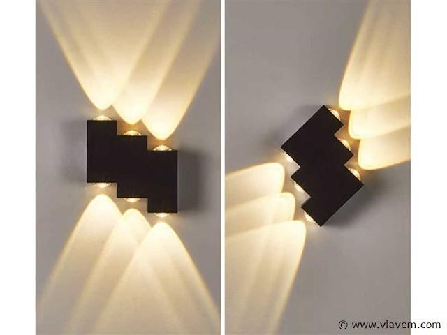 Bidirectionele led wandlamp sw 45.3 . 6w . ip54 . zwart (x4) - afbeelding 2 van  3