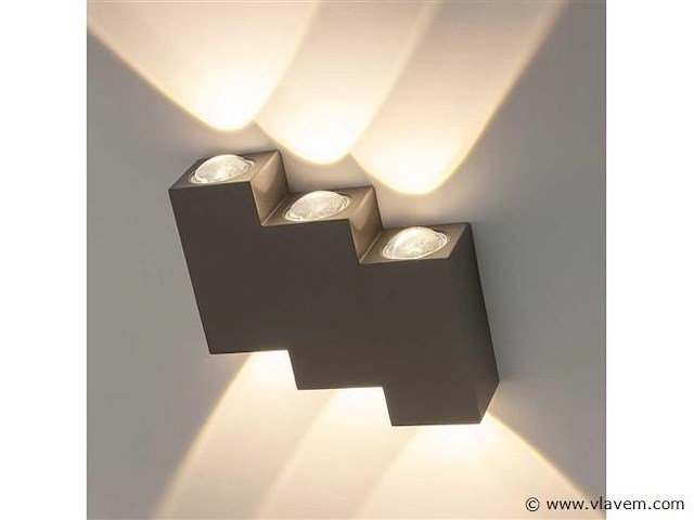 Bidirectionele led wandlamp sw 45.3 . 6w . ip54 . zwart (x8) - afbeelding 1 van  3