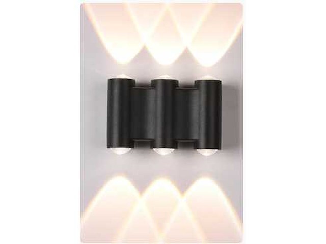 Bidirectionele led wandlamp sw-47-3 _ 6w _ ip54 _ zwart (4x) - afbeelding 3 van  3