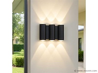Bidirectionele led wandlamp sw-47-3 _ 6w _ ip54 _ zwart (4x) - afbeelding 1 van  3