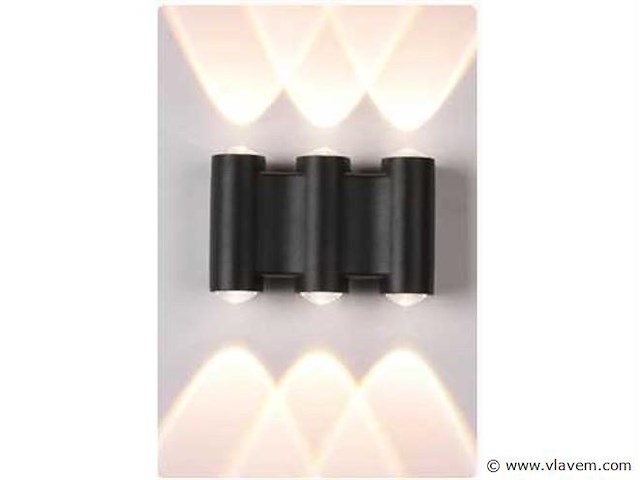 Bidirectionele led wandlamp sw-47-3 _ 6w _ ip54 _ zwart (4x) - afbeelding 3 van  3