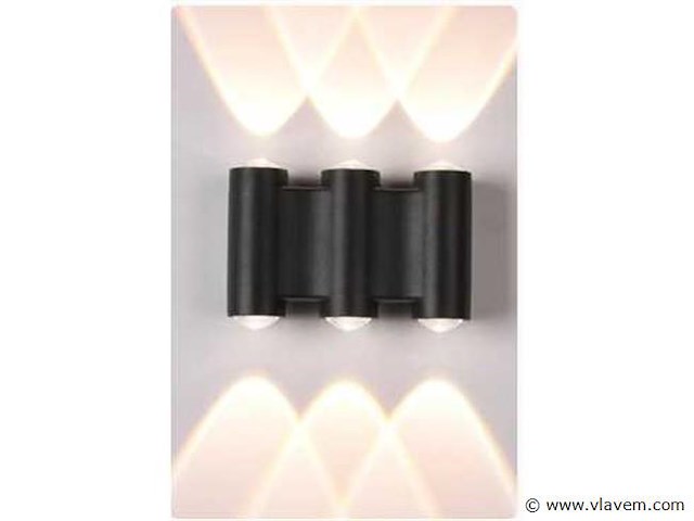 Bidirectionele led wandlamp sw-47-3 _ 6w _ ip54 _ zwart (8x) - afbeelding 3 van  3