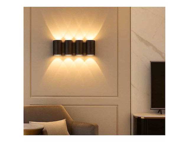 Bidirectionele led wandlamp sw-47-4 – 8w – ip54 – zwart (x4) - afbeelding 1 van  4
