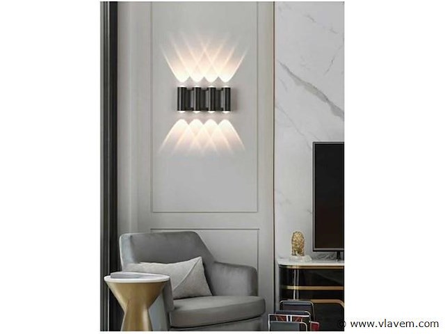 Bidirectionele led wandlamp sw-47-4 – 8w – ip54 – zwart (x8) - afbeelding 3 van  4