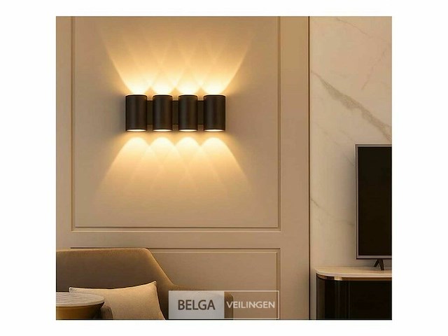 Bidirectionele led wandlamp sw-47-4 – 8w – ip54 – zwart (x8) - afbeelding 1 van  5