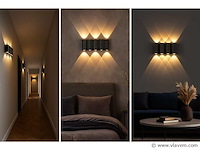 Bidirectionele led wandlamp sw 47.4 . 8w . ip54 . zwart (x8) - afbeelding 2 van  4