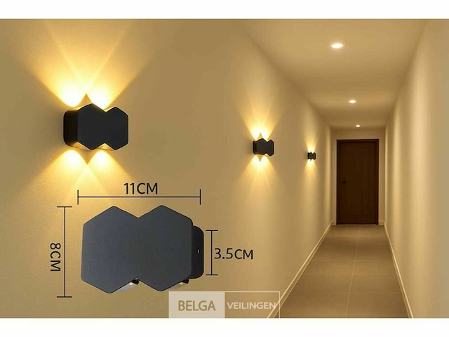 Bidirectionele led wandlamp sw-51-2 – 4w – ip54 – zwart (x4) - afbeelding 4 van  5