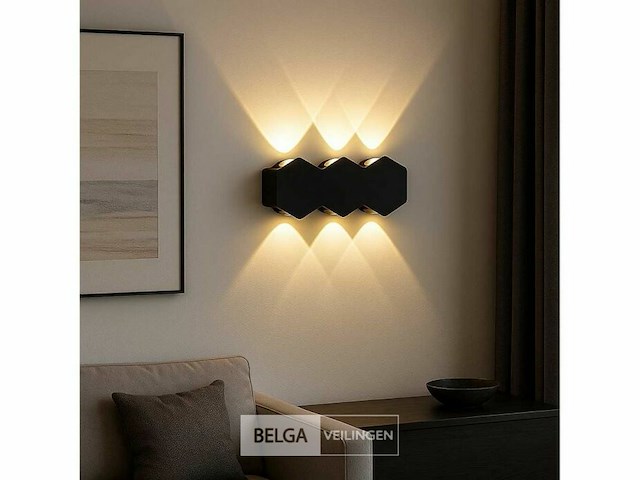 Bidirectionele led wandlamp sw 51-3 - 6w - ip54 - zwart (x4) - afbeelding 1 van  5