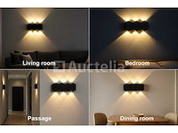 Bidirectionele led wandlamp sw 51-4 - 8w - ip54 - zwart (x4) - afbeelding 5 van  5