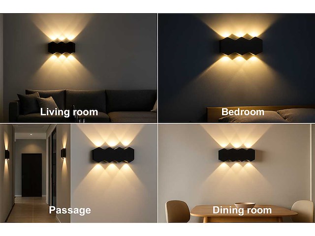 Bidirectionele led wandlamp sw-51-4 – 8w – ip54 – zwart (x4) - afbeelding 4 van  4